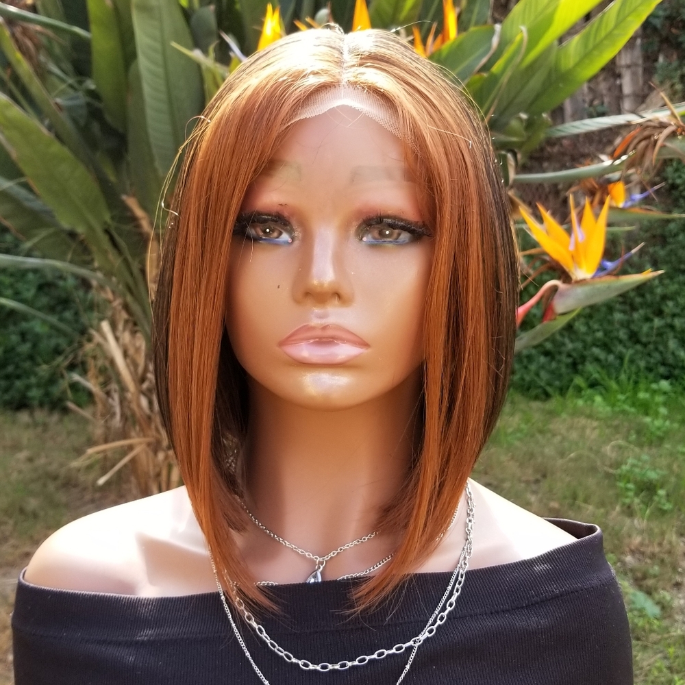 Straight Copper Auburn Bob Wig for Women - Classic Chic Style